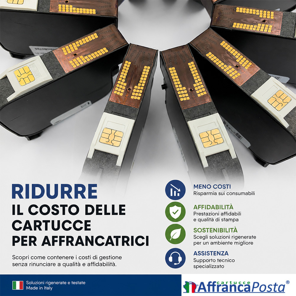 Ridurre costo cartucce affrancatrici con cartucce rigenerate e compatibili Made in Italy